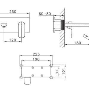 Grifo empotrable lavabo cromado CASSIO - Imagen 3
