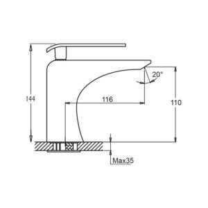 Grifo monomando lavabo moderno ZIO - Imagen 3