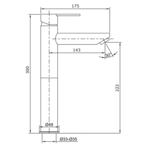 Grifo monomando para lavabo caño alto IONY Acero negro - Imagen 2