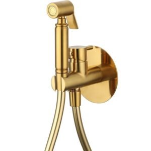 Grifo monomando bidé empotrado oro PVD cepillado ROUND - Imagen 1
