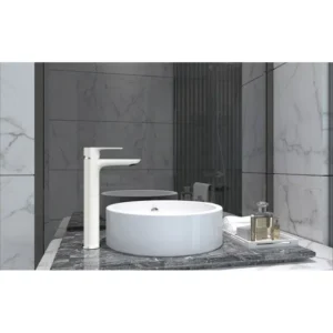 Grifo monomando lavabo caño alto CASSIO blanco y cromo - Imagen 2