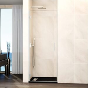 Mampara ducha 1 puerta abatible GLASS bisagra a perfil Níquel - Imagen 1