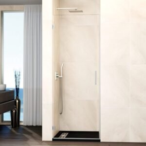Mampara ducha 1 puerta abatible GLASS bisagra a pared Níquel - Imagen 1