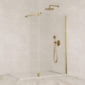 Mampara cristal Fijo + Abatible SCREEN ORO BISAGRA - Imagen 1