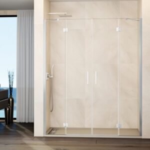 Mampara ducha frontal Fijo + 2 puertas abatibles + fijo GLASS Combi G - Imagen 1