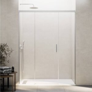 Mampara ducha fijo + puerta + fijo BASIC NÍQUEL - Imagen 1