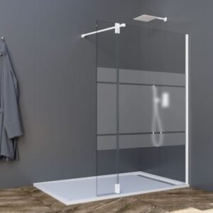 Mampara cristal Fijo + Abatible SCREEN MOVING BLANCA BISAGRA - Imagen 2