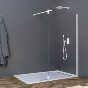 Mampara cristal Fijo + Abatible SCREEN MOVING BLANCA BISAGRA - Imagen 1