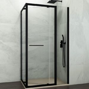 Mampara ducha frontal plegable + fijo SPAZIO COMBI B NEGRA + lateral fijo - Imagen 2