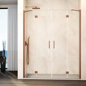 Mampara ducha frontal Fijo + 2 puertas abatibles + fijo GLASS Combi G cobre - Imagen 1