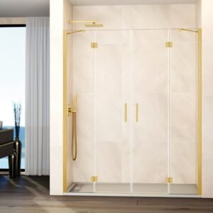Mampara ducha frontal Fijo + 2 puertas abatibles + fijo GLASS Combi Goro - Imagen 1