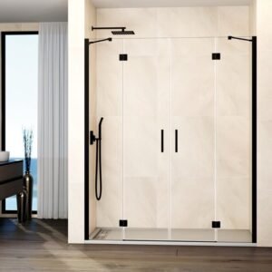 Mampara ducha frontal Fijo + 2 puertas abatibles + fijo GLASS Combi G negro - Imagen 1